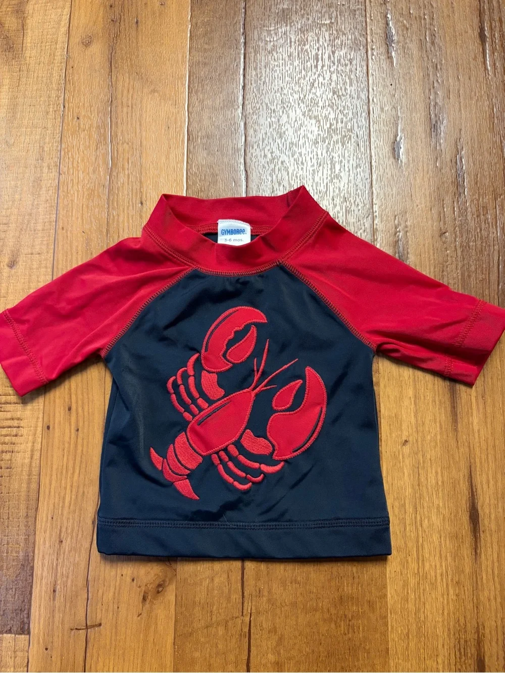 Gymboree Red & Black Lobster Rashguard Swim Top 3-6 Months